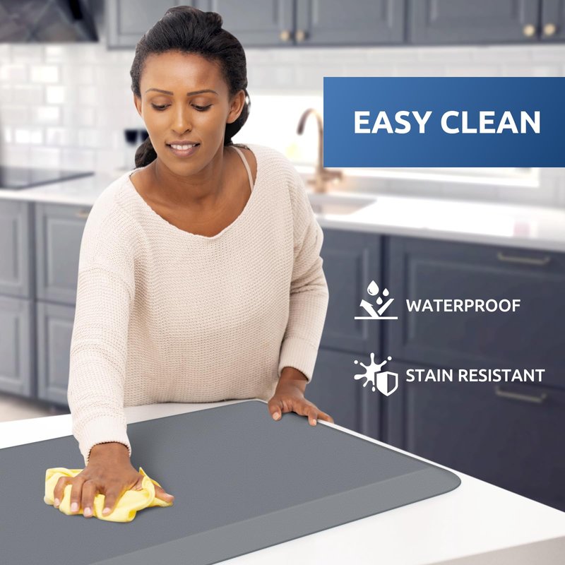 KitchenClouds Kitchen Mat Cushioned Anti Fatigue Kitchen Rug Non Slip Standing Mat Comfort Floor Mats for Sink Office (17.3"x39"- 0.8inch,Grey)