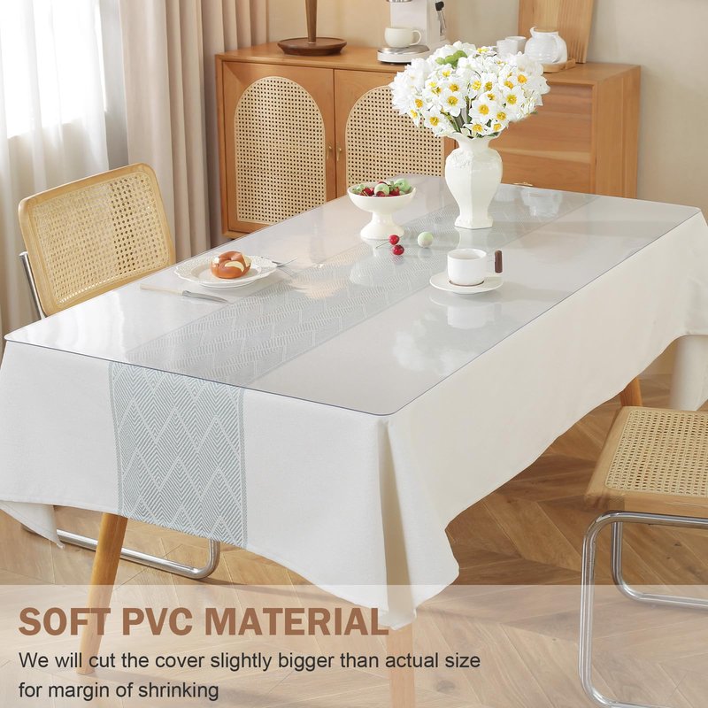 LovePads Clear Table Cover Protector, 31.5 x 47.2 Inch 2mm Thick Plastic Table Cover, Table Protector for Dining Room Table, Waterproof Dresser Cover Top for Kitchen, Coffee, Writing Desk