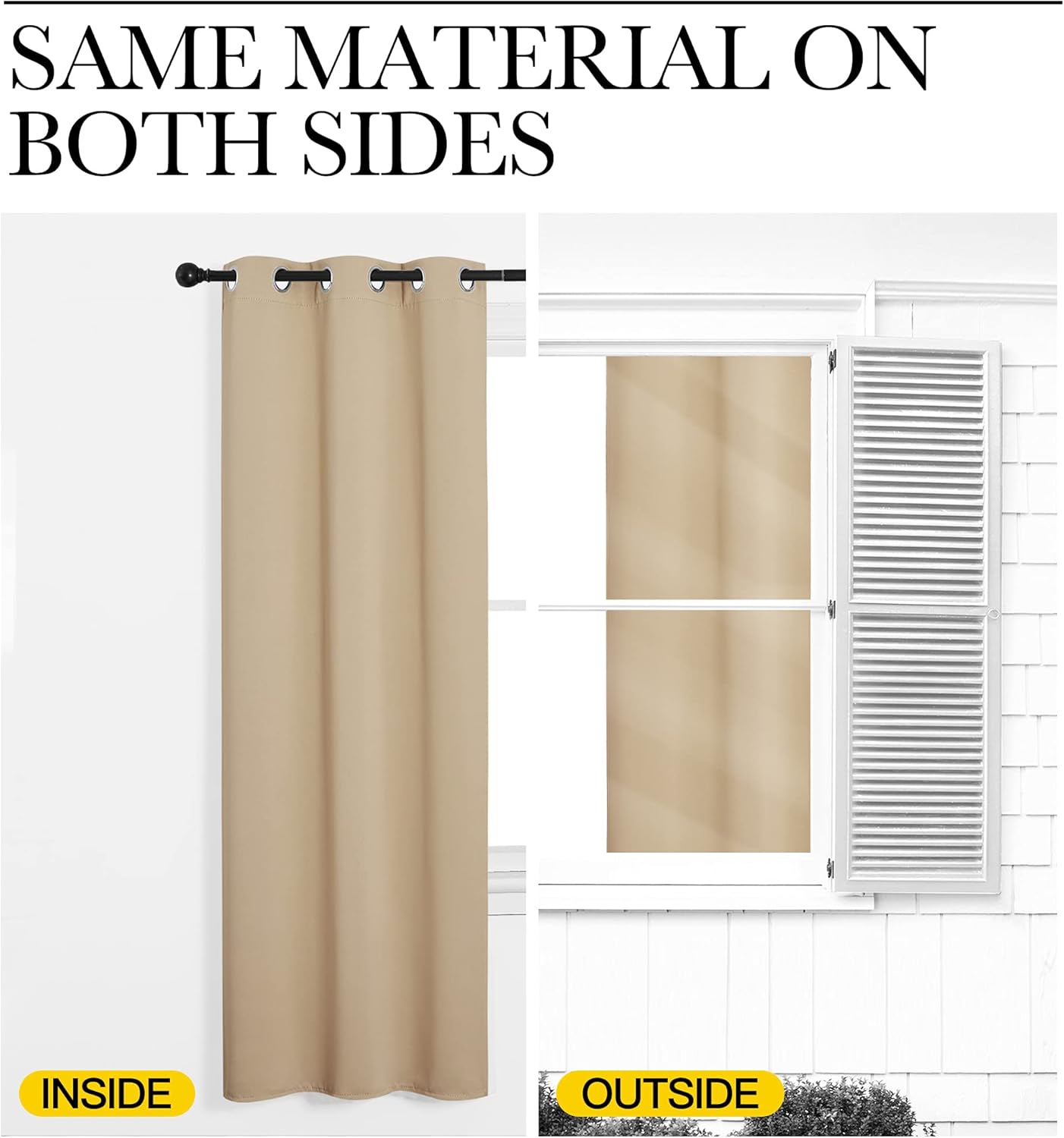 NICETOWN Room Darkening Curtains - Thermal Insulated Grommet Draperies for Bedroom | Biscotti Beige, 2 Panels (W42 x L48)
