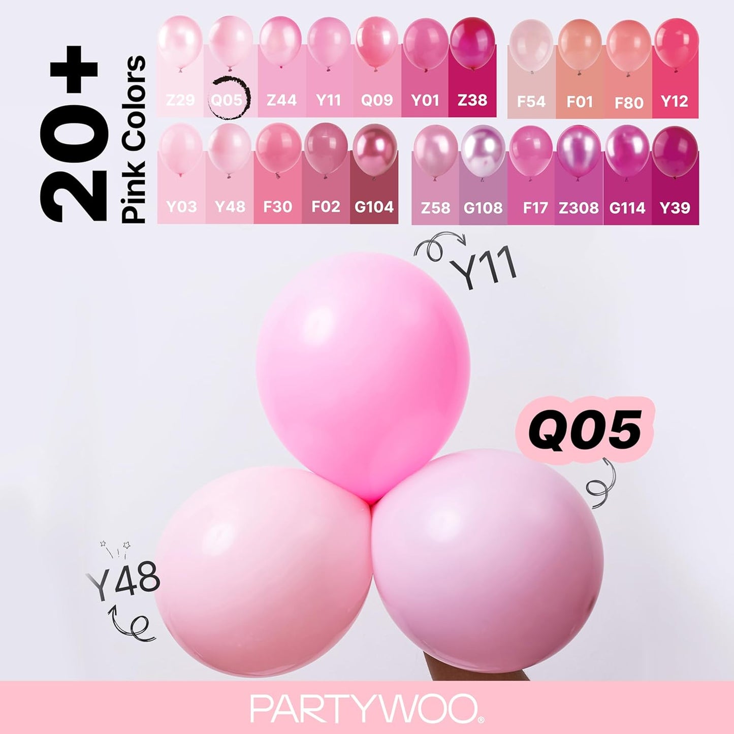 PartyWoo Baby Pink Balloons - 127-Piece Arch Kit with Multiple Sizes for Baby Shower & Birthday Decor