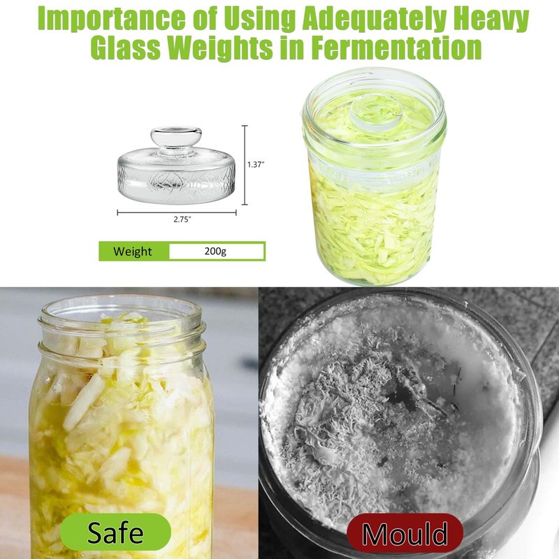 Artcome 5-Pack Glass Fermentation Weights with Easy Grip Handle and Unique Texture Design for Large Wide Mouth Mason Jars
