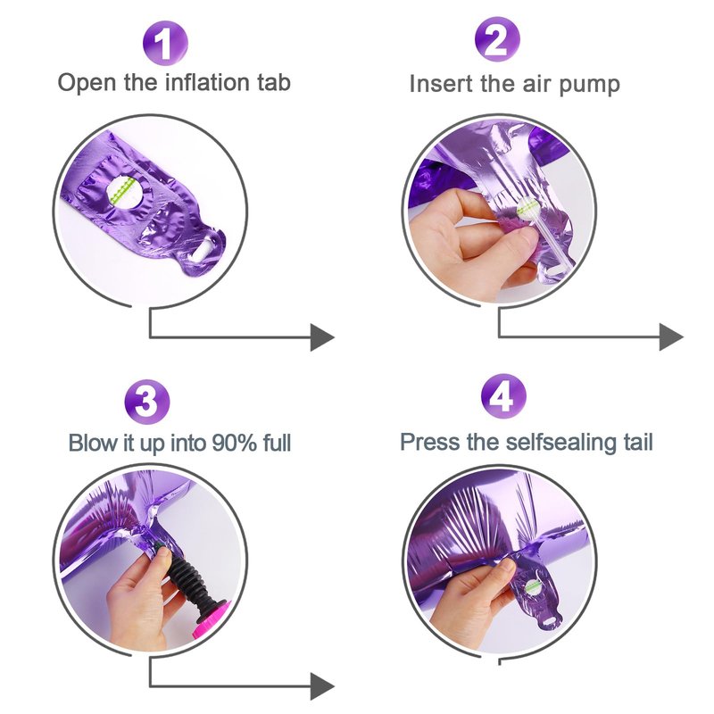 Purple Number 4 Balloon 40 Inch, 4th Birthday Party Decorations for Children, Giant 4 Foil Balloon for Party Supplies