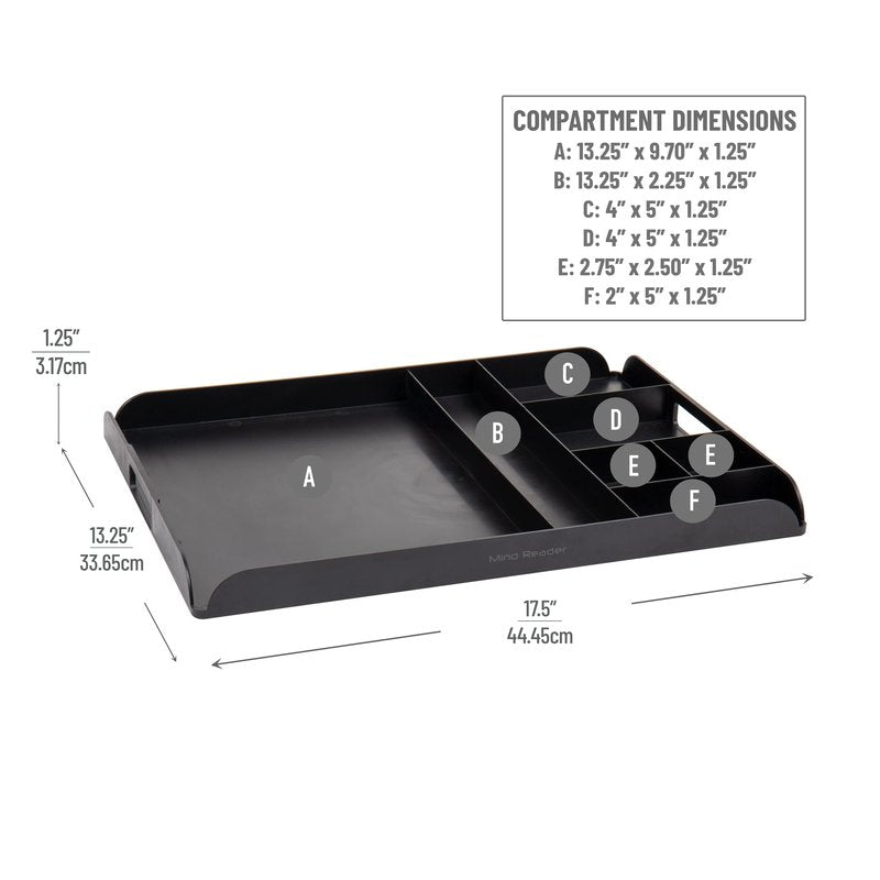 Mind Reader Coffee Station Serving Tray, 7 Pod Capacity Countertop Organizer, Storage, 17.5" L x 13.25" W x 1.25" H, Single, Black