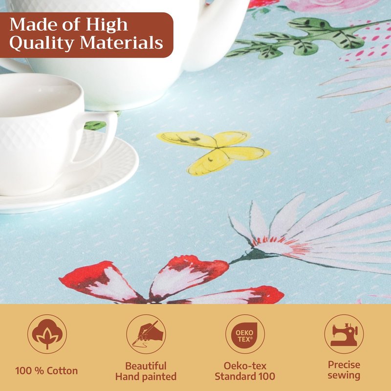 Maison d' Hermine Table Cloth Rectangle Table 100% Cotton 70 x 120 Inches Tablecloth Reusable Decorative for Dining Kitchen Farmhouse Home Gifts for Mothers Day Spring Summer - Jardin D'Ete - Mint