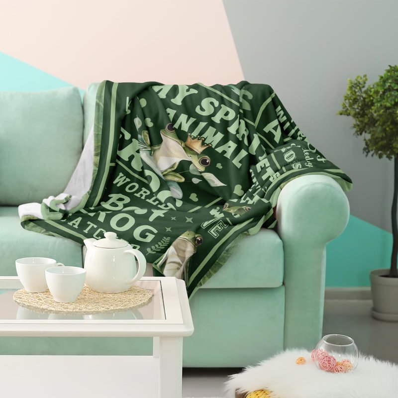Bariceneth Frog Gifts, Frog Blanket 50" X 60", Frog Gifts for Women, Funny Frog Stuff, Frogs Birthday Decorations Throw