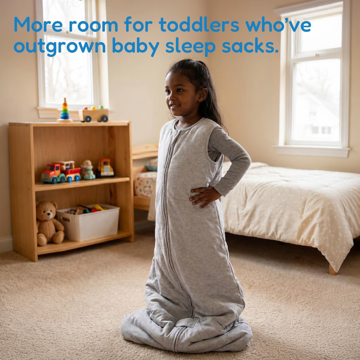 TotAha Toddler Sleep Sack 1.0 TOG for 2T-3T-4T, Soft Wearable Blanket Baby Sleep Bag with 2-Way Safe Zippers,Fluffy Extra Large Sleeping Sacks, Grey
