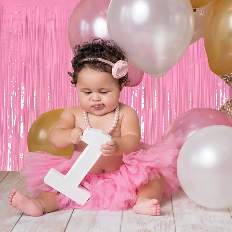 20 Pack Foil Curtain Pink Backdrop Streamers Metallic Tinsel Fringe Curtains Photo Booth Props for Birthday Wedding Engagement Bachelorette Christmas Holiday Celebration Party Decorations