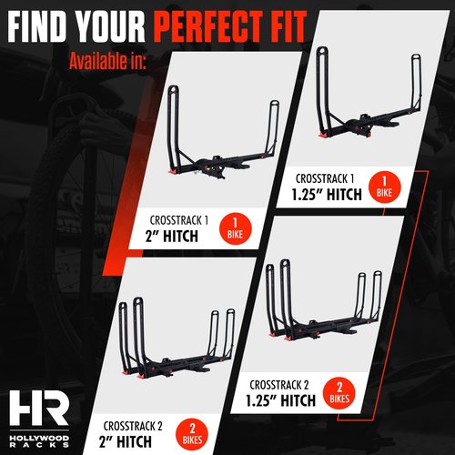 Hollywood Racks CrossTrack 2 Bike 1.25" Hitch Mount Bike Rack for Cars, Trucks & SUVs – Secure Frameless Design and Easy Tilt for Trunk Access – Premium Bicycle and E-Bike Carrier
