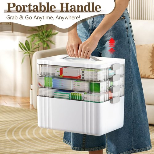 ARSTPEOE Medicine Organizer - 4-Tier Portable Cabinet with Handle | Versatile Medical Box for Home Use