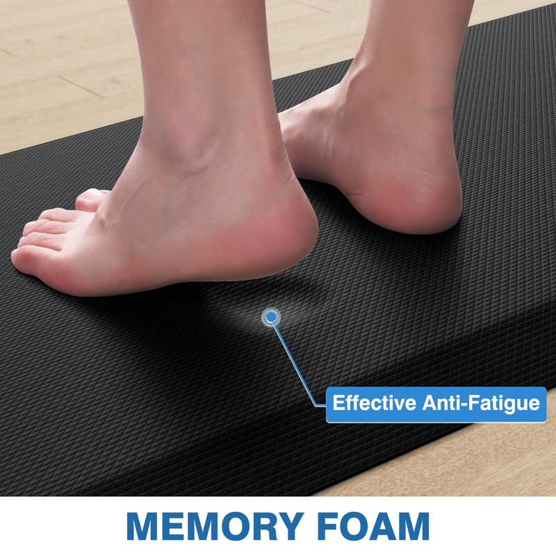 StepRite Kitchen Mats, 2PCS Kitchen Rugs, Cushioned Anti Fatigue Kitchen Mats for Floor, Non-Slip Standing Desk Mat, Waterproof Kitchen Rug Set for Kitchen,20" x 32"+20" x 94.5"-Full 1inch Thick,Black