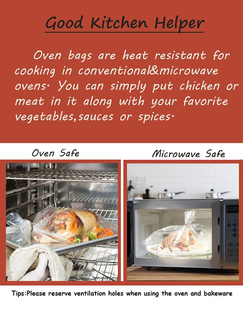 20Counts Oven Bags, Cooking Roasting Bags for Meats Chicken Fish Vegetables (10×15 inch)
