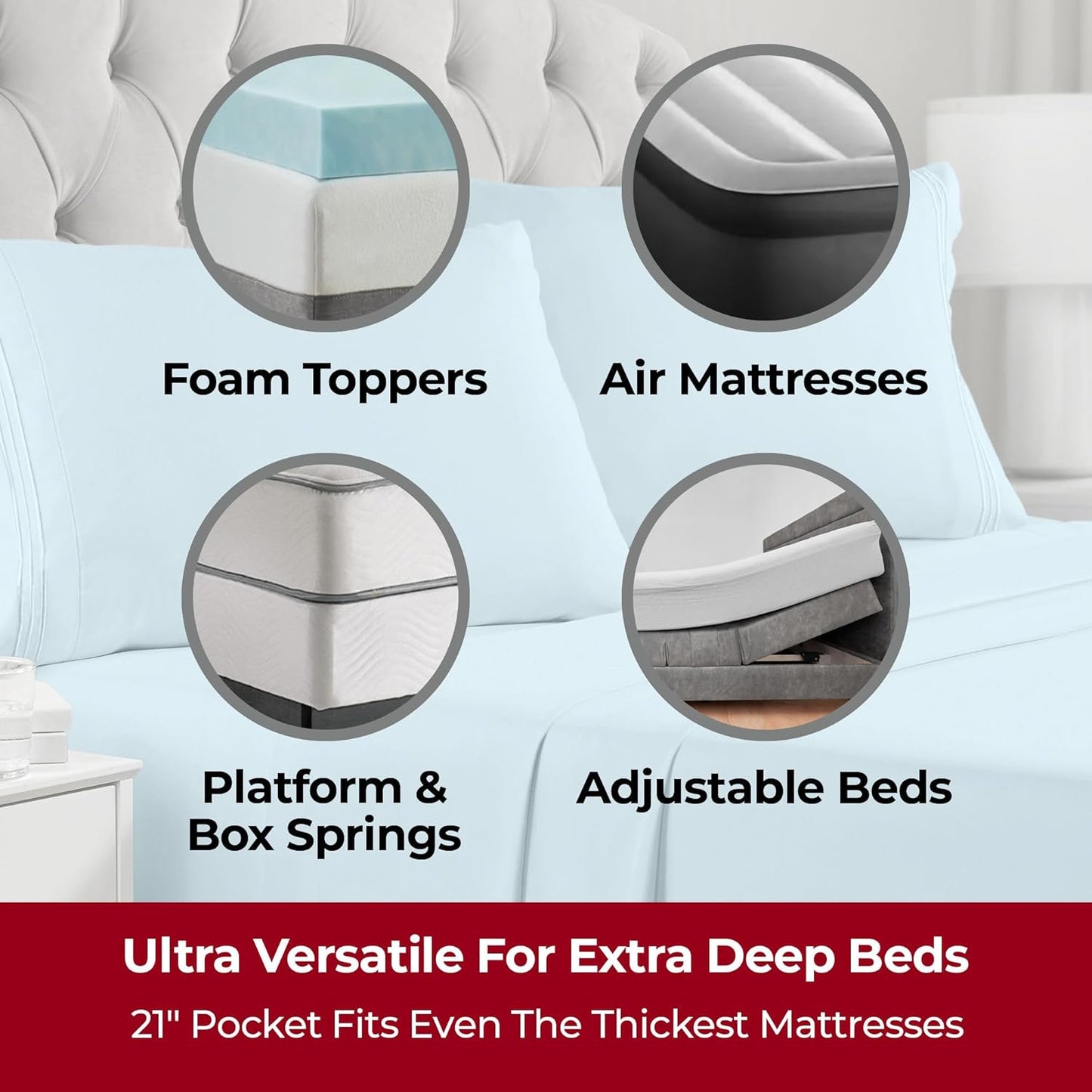 Mellanni Extra Deep California King Sheets - Hotel Luxury Bedding Set | Ultra Soft, Cooling, Wrinkle Resistant (Aqua, 4 PC)