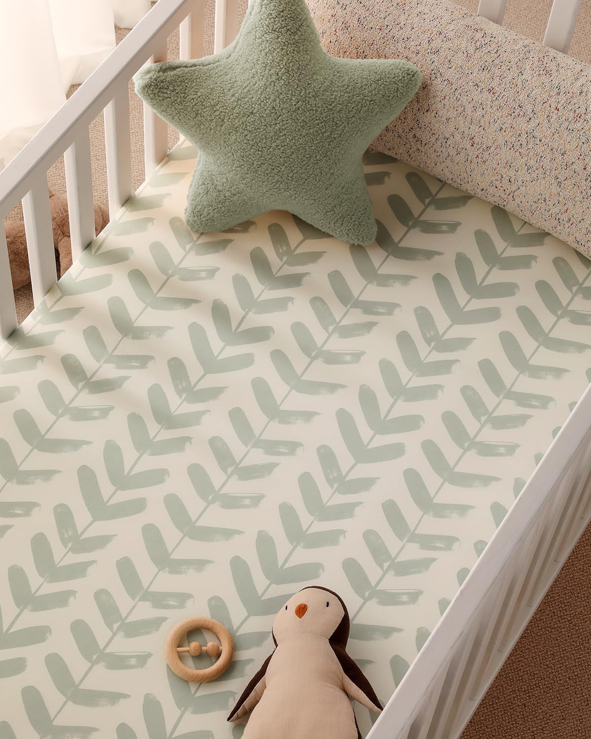 Yoofoss Baby Crib Sheets - Ultra Soft 2-Pack Fitted Sheets for Standard Cribs | Neutral Forest Bear Design 52x28