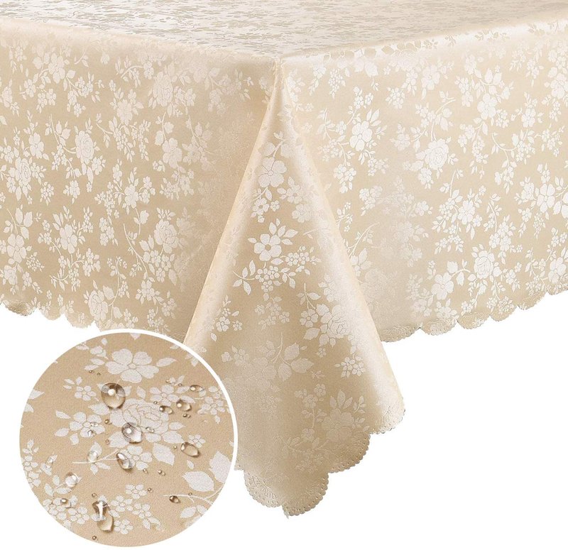 Smiry Rectangle Table Cloth, Waterproof Heavy Duty Vinyl Tablecloths, Wipeable Washable Table Cover for Kitchen and Dining Room (Beige, 54" X 78")