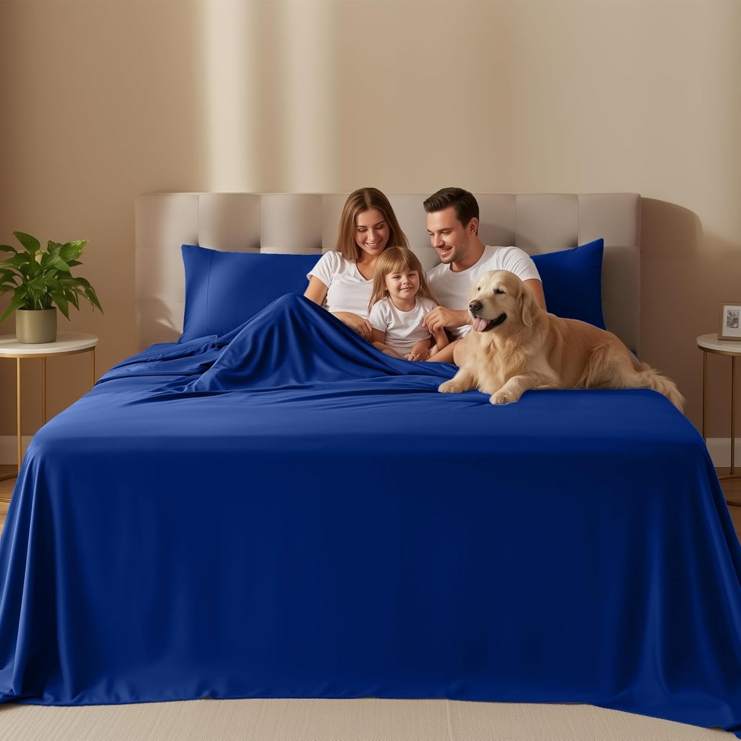 Utopia Bedding King Size Sheet Set - Soft, Breathable Microfiber - 4 Pieces in Royal Blue