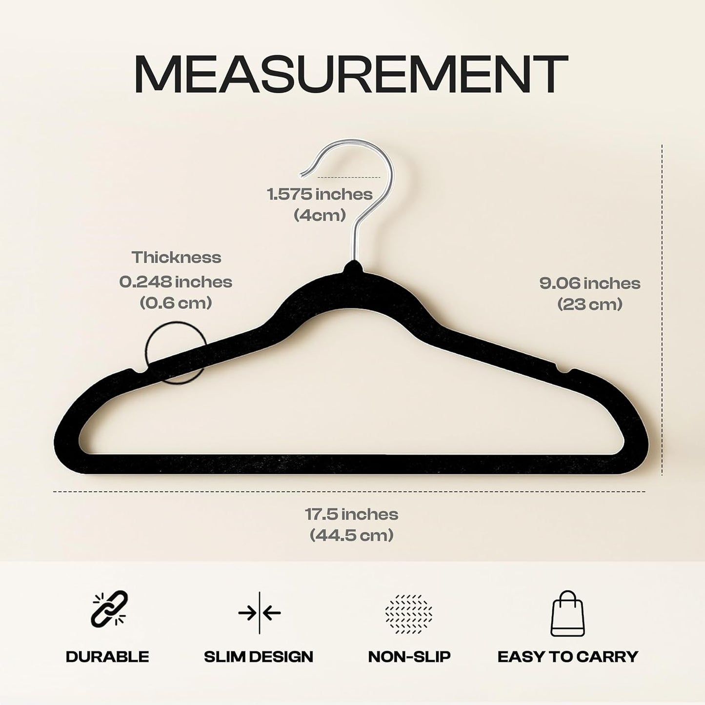 Utopia Home Velvet Hangers - Luxury Non-Slip Slim Coat & Pant Hangers, 50 Pack, 360° Swivel Hook - Black