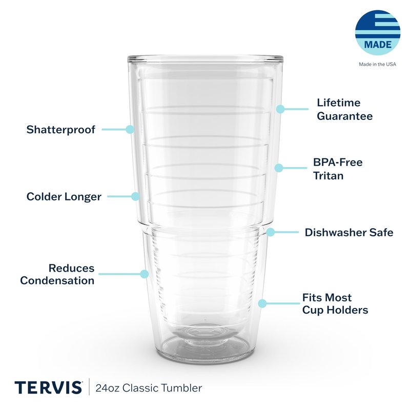 Tervis Margaritaville - It's 5 O'Clock Somewhere - Red Parrot Made in USA Double Walled Insulated Tumbler Travel Cup Keeps Drinks Cold & Hot, 24oz 2pk, Classic