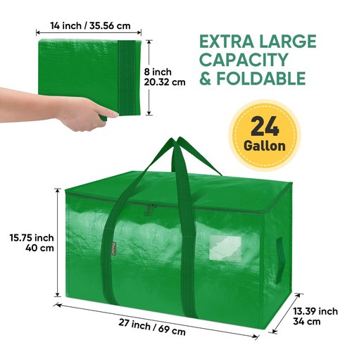 BALEINE 6-Pack Oversized Moving Bags with Reinforced Handles, Heavy-Duty Storage Tote for Clothes, Moving Supplies (Light Green, 6-Pack)