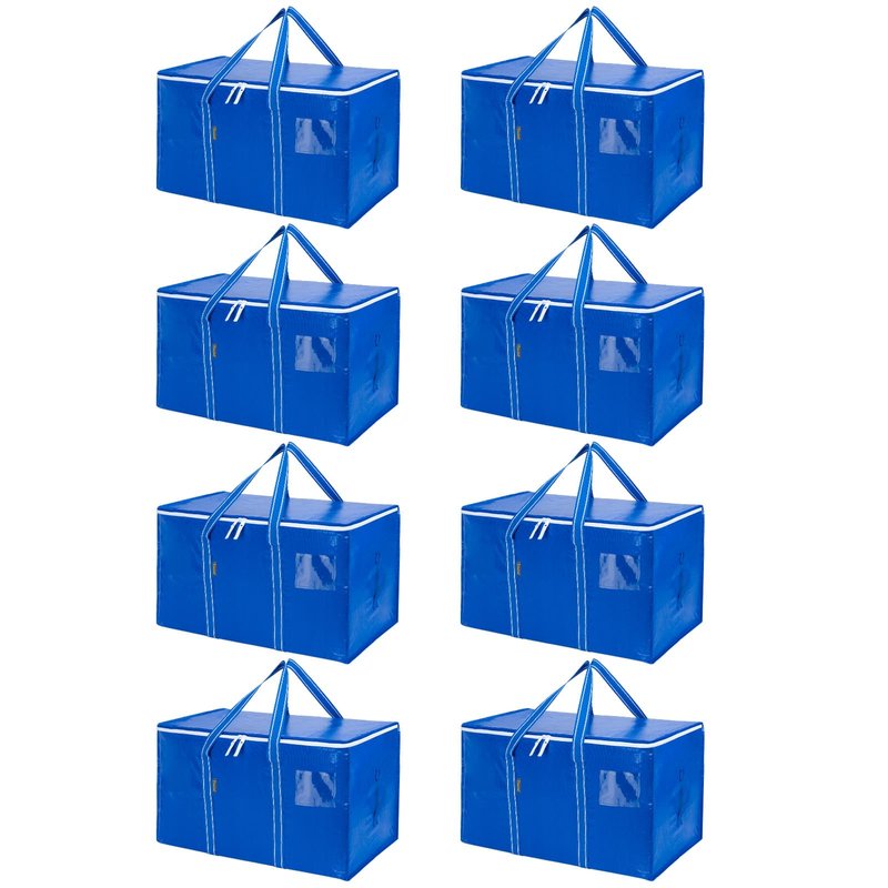 BALEINE 8-Pack Oversized Moving Bags with Reinforced Handles, Heavy-Duty Storage Tote for Clothes, Moving Supplies (Royal Blue, 8-Pack)