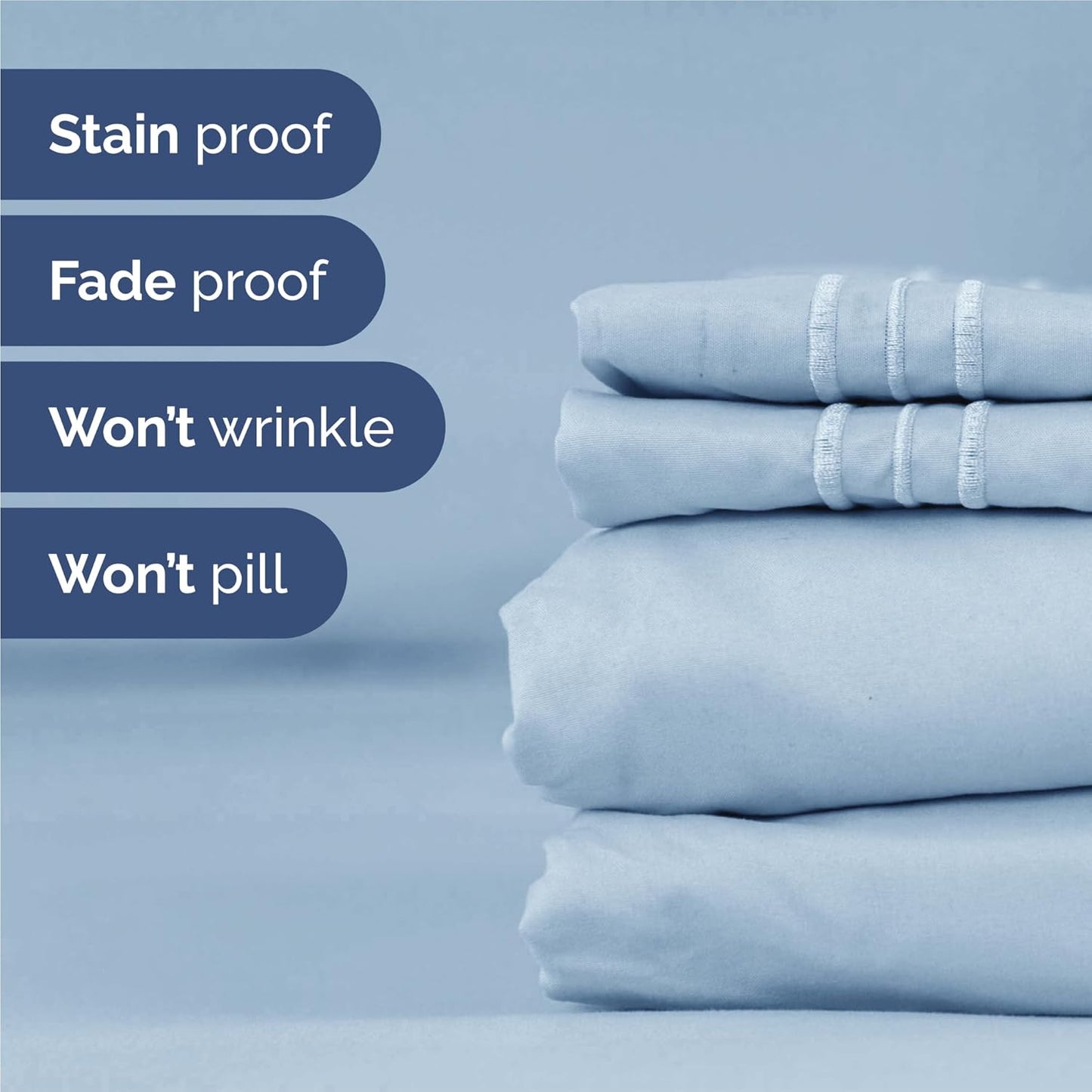 King Size 4 Piece Sheet Set - Comfy Cooling Bed Sheets for Luxury Sleep - Deep Pockets, Easy-Fit, Sky Blue