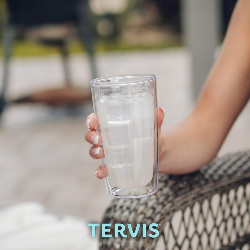 Tervis Clear & Colorful Tabletop Made in USA Double Walled Insulated Tumbler Travel Cup Keeps Drinks Cold & Hot, 16oz, Quartz