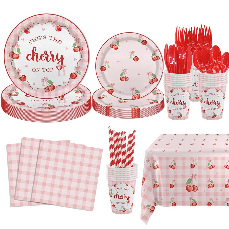 MEHOFOND Pink Bow Floral Baby Shower Party Decorations, Coquette Sweet Girl Paper Plates Cups and Napkins Set, Pastel Pink Bowknot Disposable Tablewares, Baby Girl Baby Shower Party Supplies, Serve 24