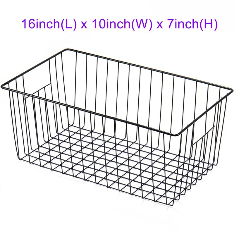 Y.Z.Bros Freezer Storage Organize Baskets - 2 Pack Stackable Deep Freezer Organizer Bins for Most 7 Cu.FT Chest Freezer with Handles, Sturdy but Light, Metal Coated, Add Space, Easy to Reach