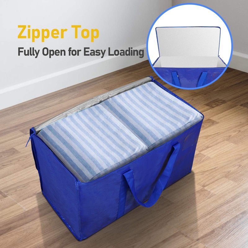 TICONN 2 Pack Extra Large Moving Bags Heavy Duty with Zippers & Carrying Handles, Durable Storage Bags Moving Boxes for Closet Organizers and Storage (2 Pack, Pink)