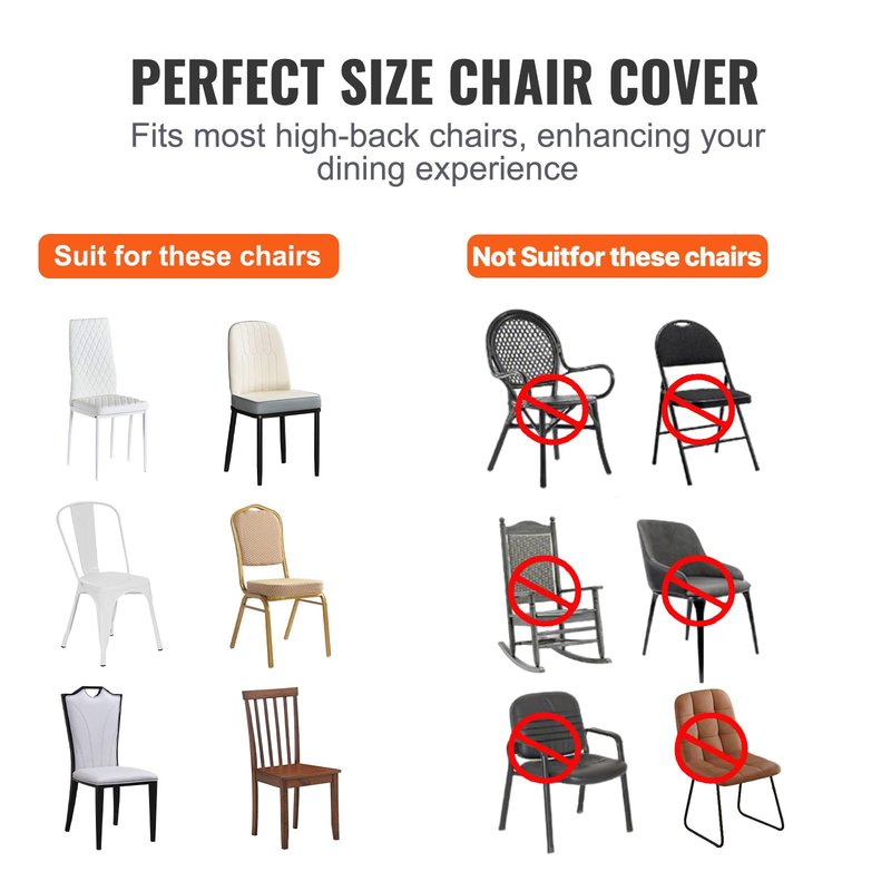 VEVOR 200 Pcs Flat-Front Chair Covers Polyester Spandex Chair Cover Stretch Slipcovers, Wedding, Holiday, Banquet, Party, Celebration, Dining, White