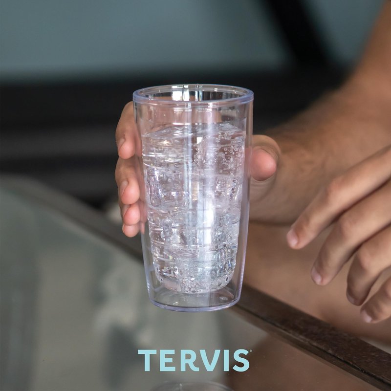 Tervis Clear & Colorful Tabletop Made in USA Double Walled Insulated Tumbler Travel Cup Keeps Drinks Cold & Hot, 16oz - 4pk, Assorted