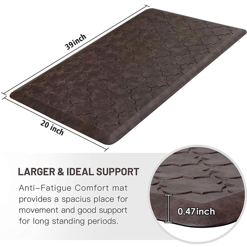 WISELIFE Kitchen Mat Cushioned Anti Fatigue Floor Mat,20"x39", Thick Non Slip Water Resistant Kitchen Rugs and Mats,Heavy Duty Foam Standing Mat for Kitchen,Floor,Home,Desk,Sink, Brown