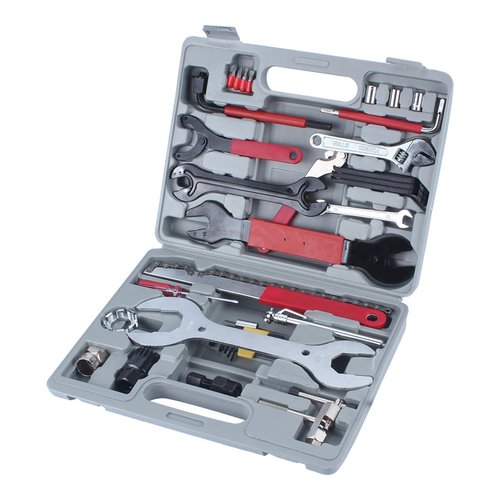Akozon Comprehensive 44pcs Repair Tools Set Including Mountain Bike Cycle Puncture Repair Tool, Tyre Pump, Cone Wrenches, and Freewheel Remover