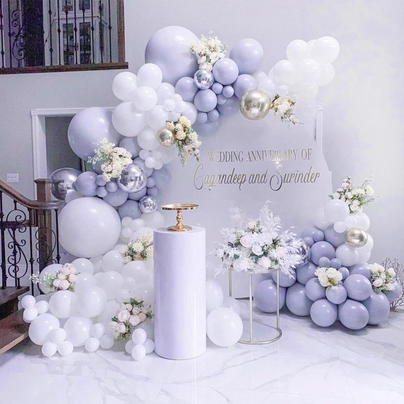 PartyWoo Dusty Blue Balloons 100pcs Different Sizes Pack of 18 12 10 5 Inch Boho Dusty Purple Muted Lavender Balloon Arch Kit for Baby Shower Anniversary Graduation Birthday Party Decorations Blue-F16