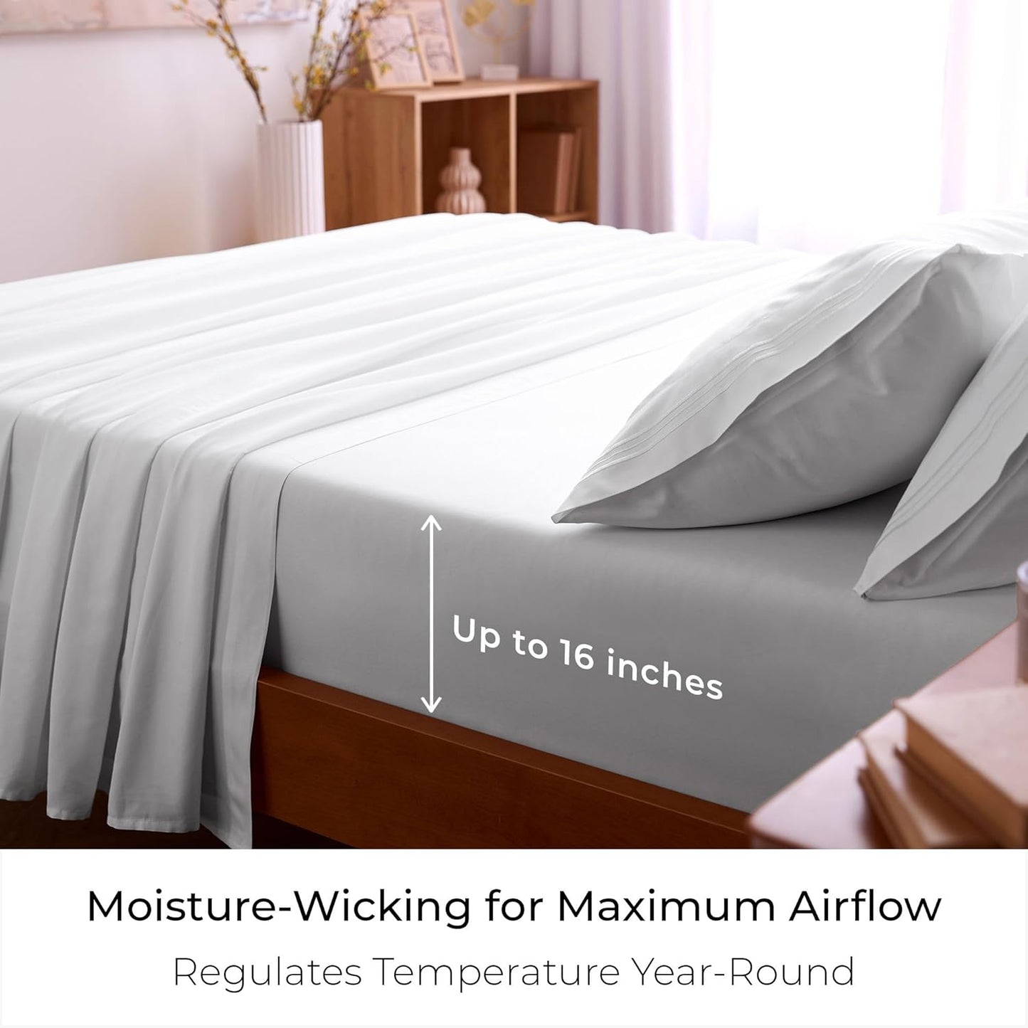 Mellanni California King Sheets Set - 4 PC Hotel Luxury Bedding | Extra Soft, Cooling, Wrinkle-Resistant (White)