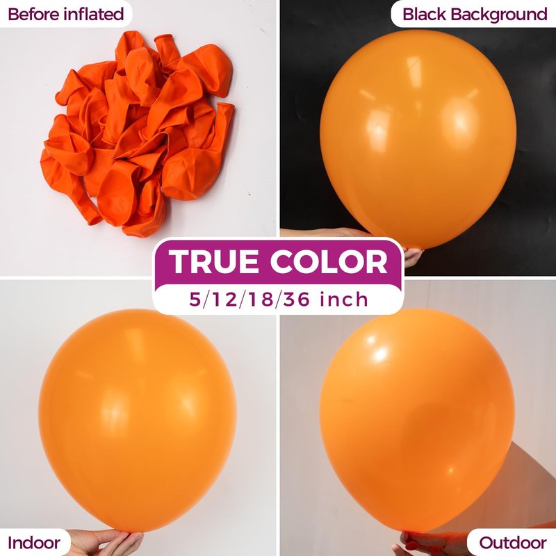 Bezente Large Thick Orange Balloons - 30 Pack Big Round Latex Balloons for Birthday, Bridal Shower, Wedding, Halloween Party Decorations