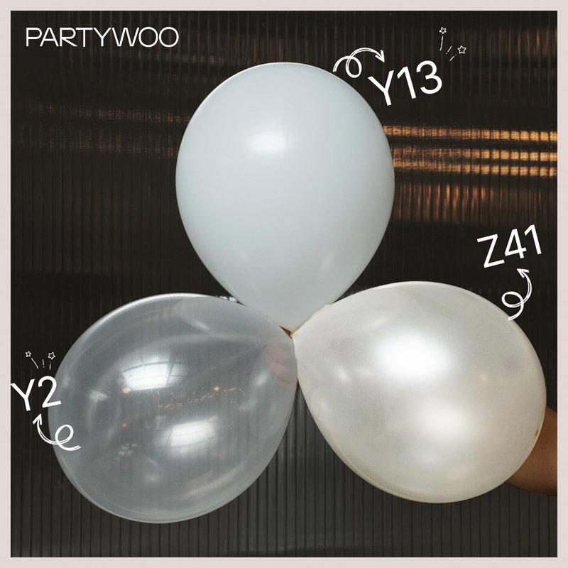 PartyWoo Pearl Beige Balloons 50pcs 12 Inch Off White Sand Cream Ivory Latex Helium Balloons for Graduation Anniversary Engagement Wedding Bridal Baby Shower Birthday Party Decorations White-Z41