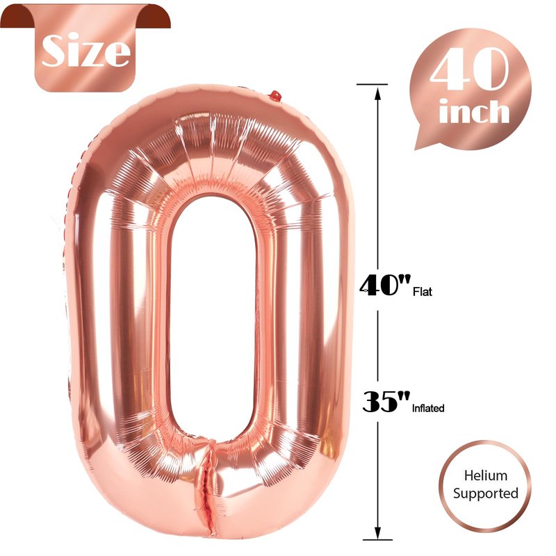 Rose Gold Number 27 Balloon 40 inch, 27 Number Balloons, 27th Birthday Decorations, 27 Year Old Women Men Rose Gold Party Supplies