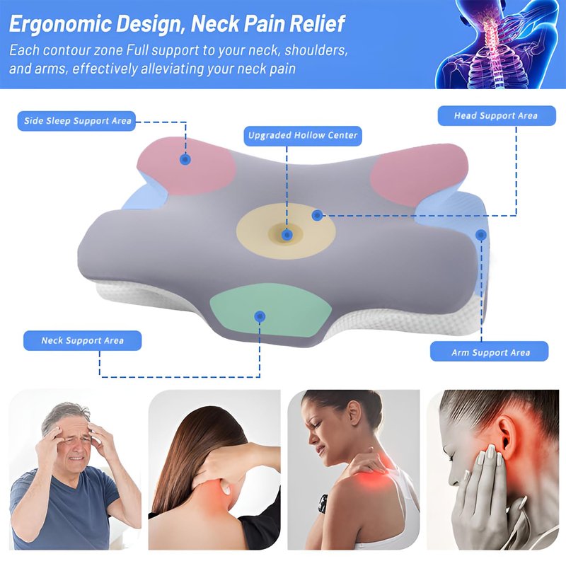 RUFOUS Orthopedic Cervical Pillow for Neck Pain Relief – Adjustable Contour Memory Foam, Dual-Height (4.3"/3.5"), Cooling Washable Cover, Orthopedic Neck Support for Side & Back Sleepers