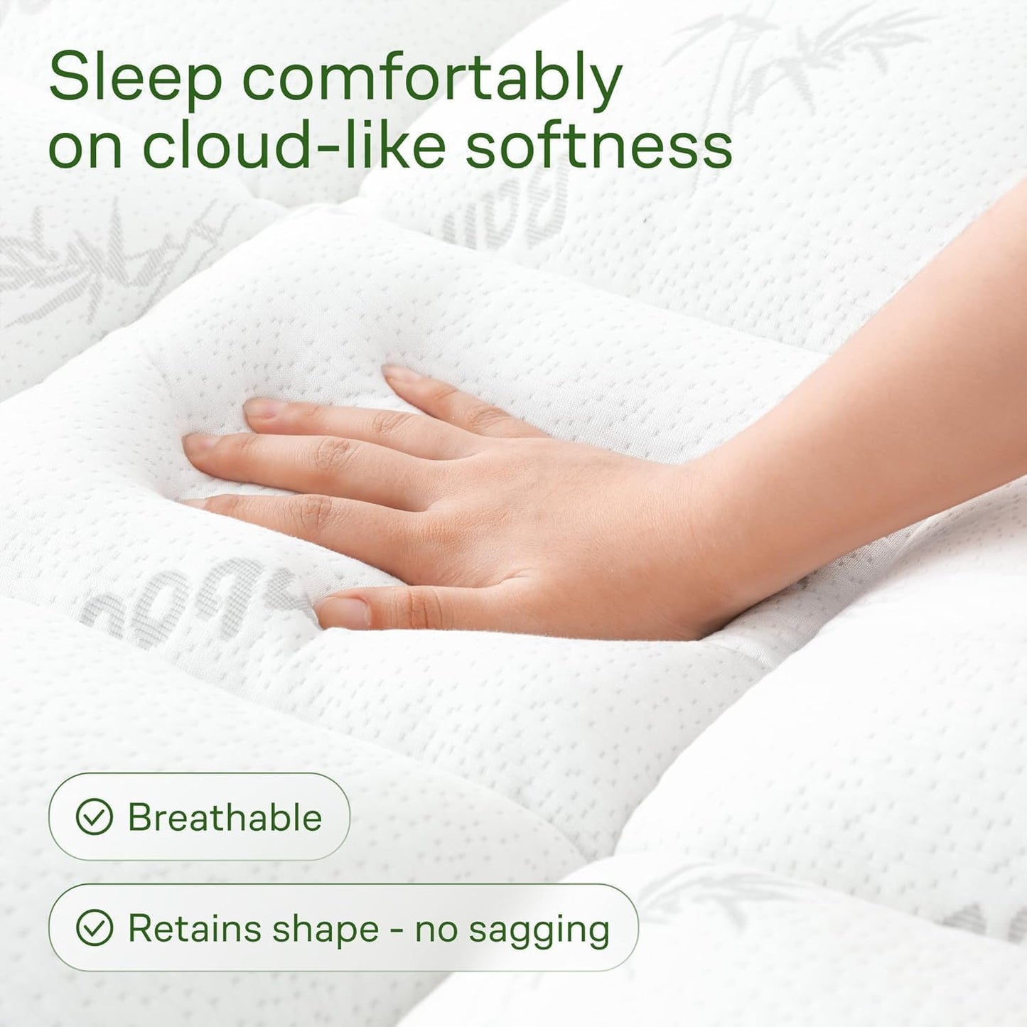 Niagara Sleep Solution Ultra Soft Queen Mattress Topper - Bamboo Viscose Pillow Top for Back Pain Relief | Naturally Cooling, White