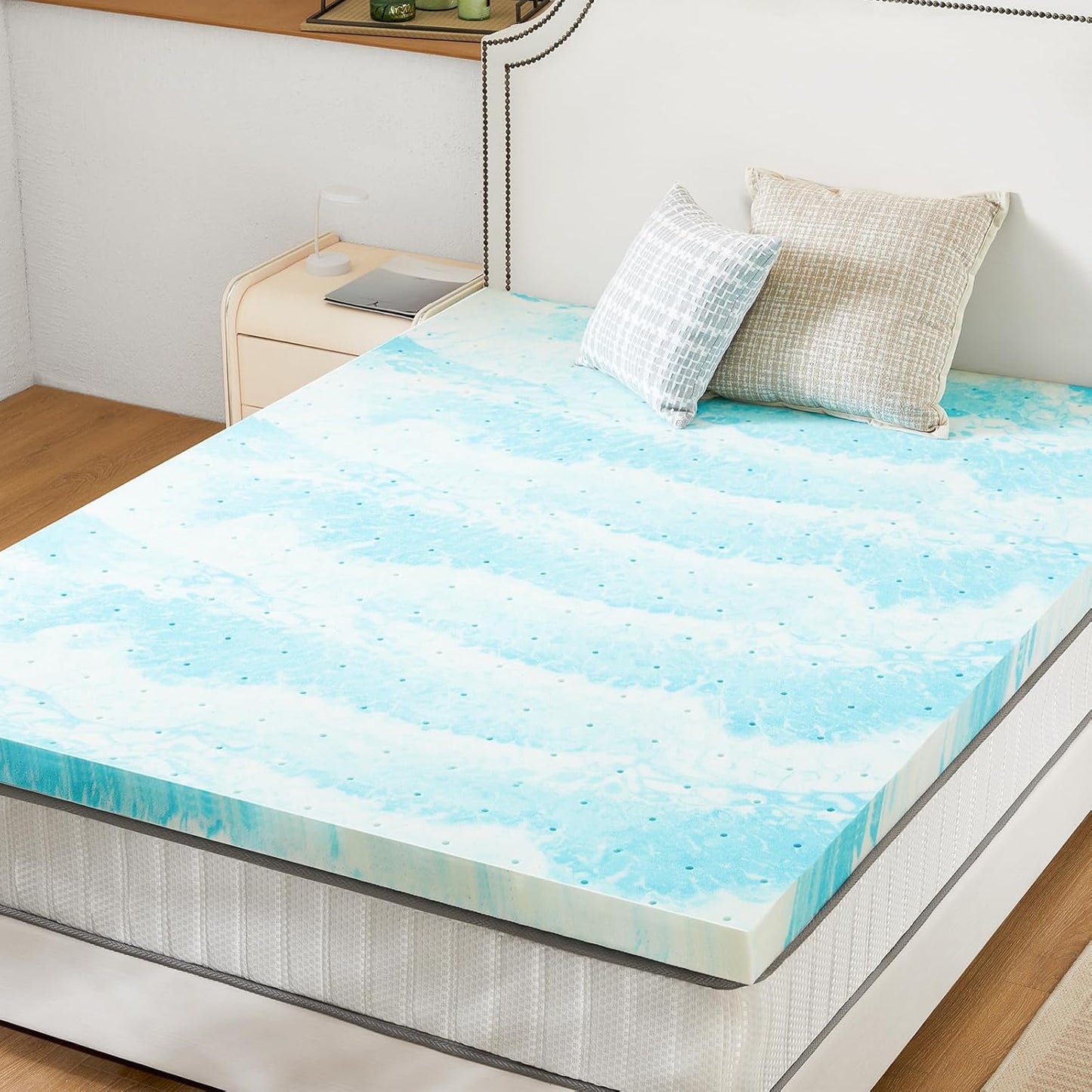 Sweetcrispy Memory Foam Mattress Topper - 3 Inch Gel-Infused Cooling Pad for Twin XL Beds | CertiPUR-US Certified