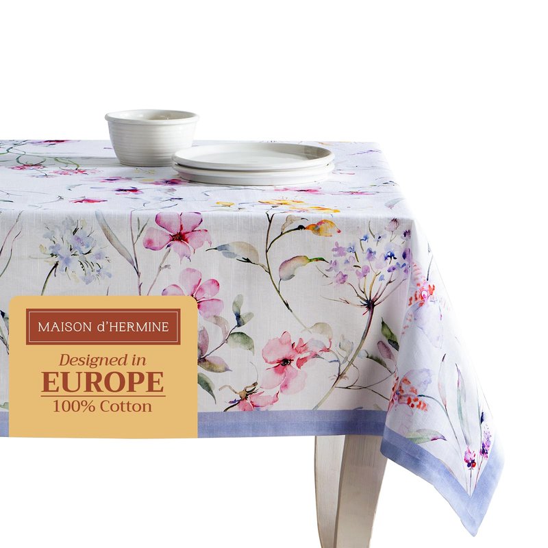 Maison d' Hermine Table Cloth Rectangle Table 100% Cotton 70 x 120 Inches Tablecloth Reusable Decorative for Dining Kitchen Room Farmhouse Home Gifts for Mothers Day Spring Summer - Summer Floral