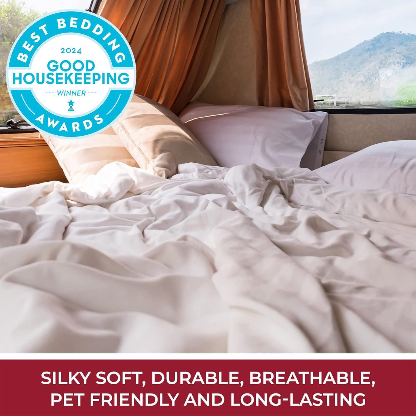 Mellanni RV Short Queen Sheets - Luxury 4 PC Bedding Set | Extra Soft, Cooling, Deep Pocket (Terracotta)