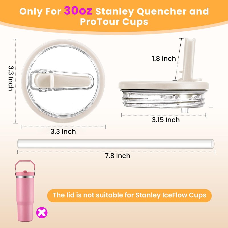 ANTAND 30oz Leak Proof Lid for Stanley Quencher H2.0 Tumbler, Flip Straw Lid Replacement 30 oz Tumbler No Spill Cover Top for Stanley Protour Stanley Cup Accessories, 2 Pack(Black,Light Nectarine)