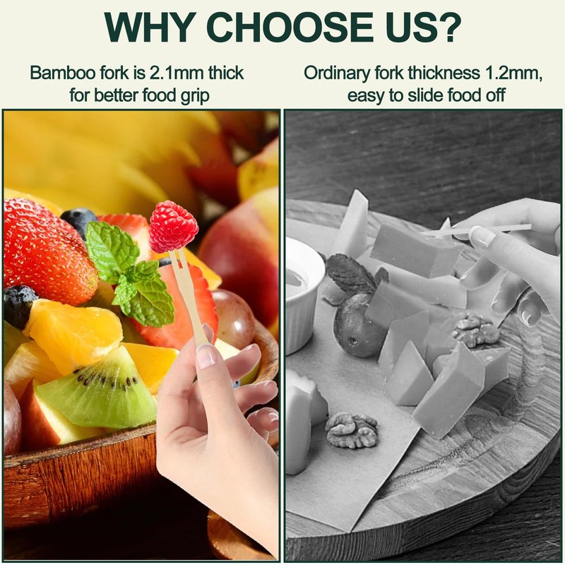 400PCS 3.5 Inch Appetizer Forks, Mini Forks, Mini Forks For Appetizers, Disposable Bamboo Forks Can Be Used For Desserts, Sandwiches, Burgers, Salads, Buffets, Drinks, Vegetables And More
