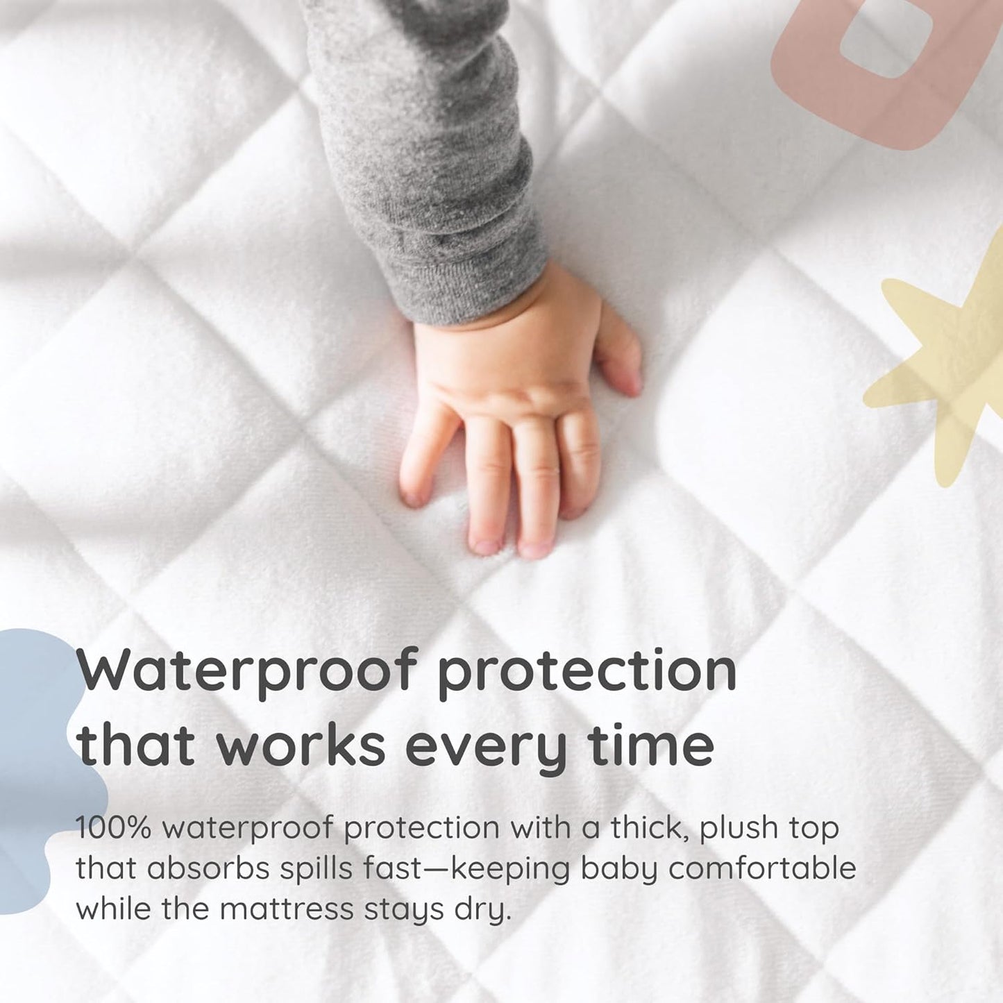 Margaux & May Crib Mattress Protector - 100% Waterproof & Highly Absorbent Quilted Cover | 2 Pack, Oeko-TEX® Certified, Noiseless, Fits 28" x 52" Standard Cribs