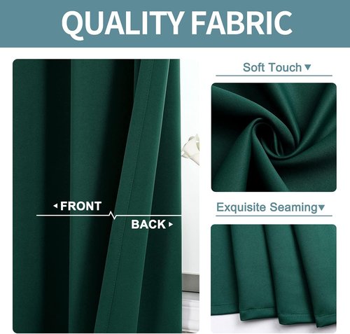 ChrisDowa Blackout Curtains - Thermal Insulated Room Darkening Panels | 120 Inches Long, Forest Green, 2-Panel Set