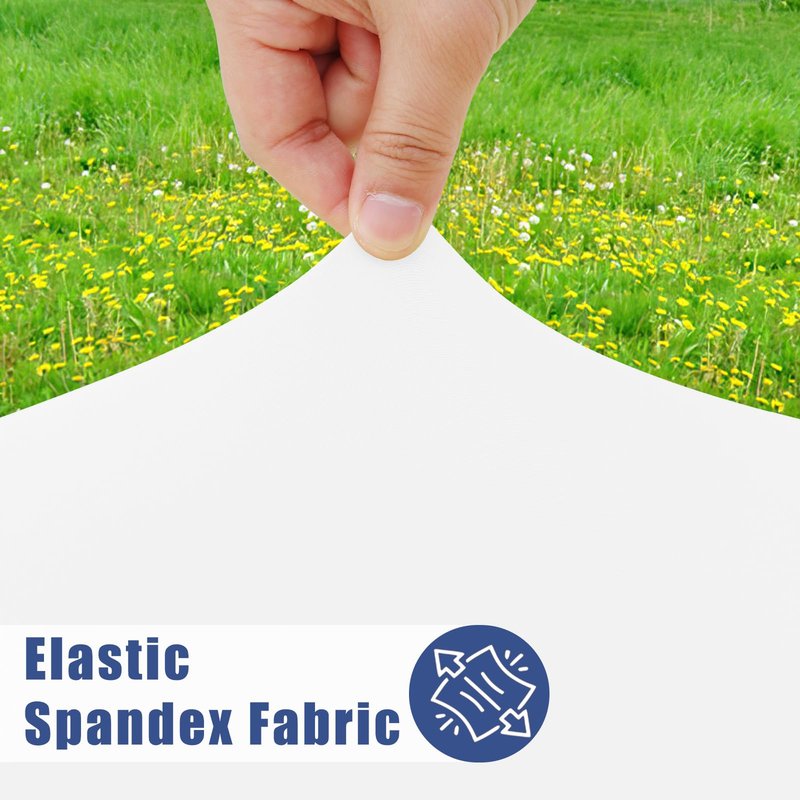 Moosfor Round Spandex Tablecloth, Elastic Fitted Waterproof Tablecloths for 51"-62" Tables, Stretch Washable Picnic Table Cover for Camping, Dining, Indoor and Outdoor, White