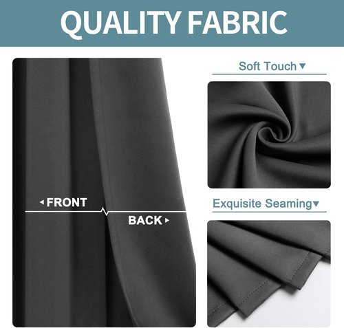 ChrisDowa Blackout Curtains - 90-Inch Thermal Insulated Grommet Panels Set | Dark Grey, 2 Panels for Living Room & Bedroom