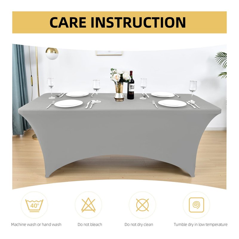 ZarzaaSik 113 6-Pack 6ft Spandex Table Covers for Rectangle Standard Folding Tables - Wrinkle Resistant Stretch Tablecloths - Ultimate Fitted Table Protector for Parties, Banquet, and Wedding