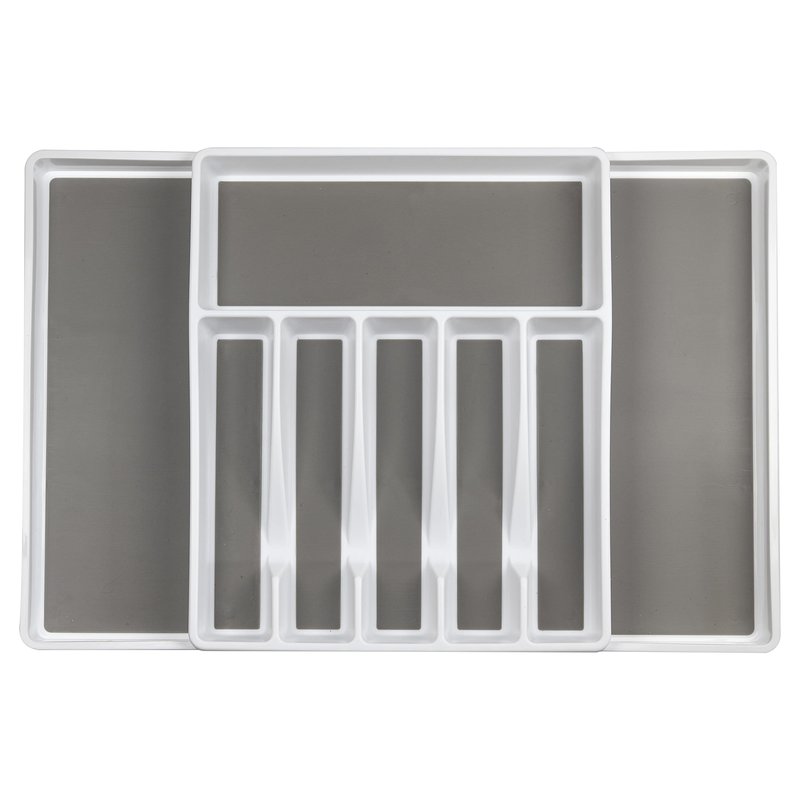 ELTOW Large Expandable Silverware Drawer Organizer, 8 Compartment Non-Slip & Adjustable Silverware Organizer for Drawer, Kitchen Organization for Utensils, Cutlery, Silverware Tray (White)